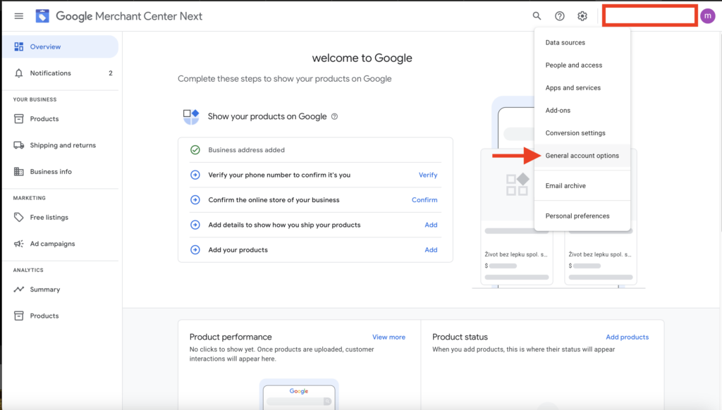 Commutateur CSS de Google Merchant Center : où trouver l'approbation dans Google Merchant Center Next ? Système de comparaison de prix verteco.shop - - 5